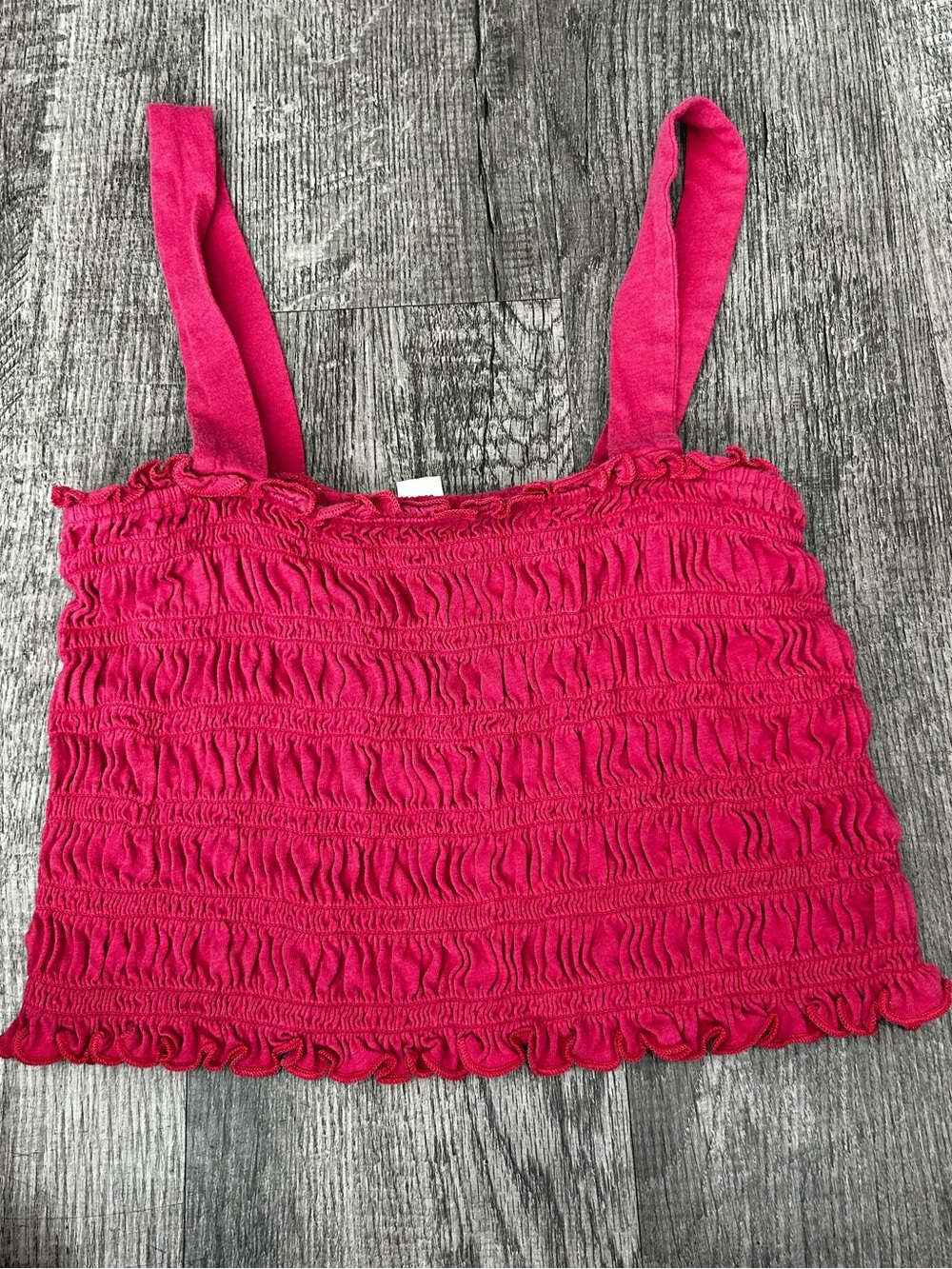 American Eagle Outfitters Bright Pink/Red Colored Smocked Ruffle Tank